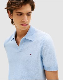 Tommy Hilfiger - Stripe Textured Knit Polo Shirt