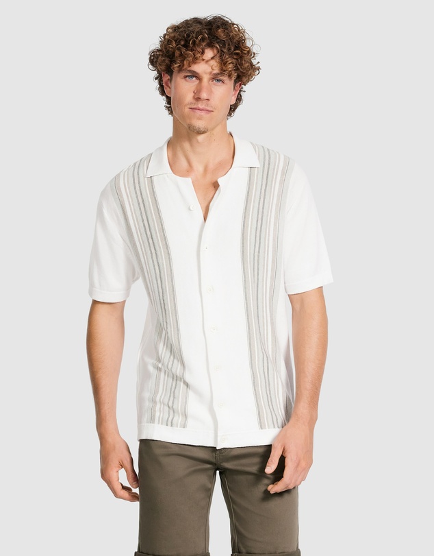Tarocash - Brycen Stripe Knit Polo Shirt