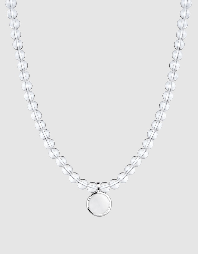 Elli Jewelry - Rock Crystal Beaded Disc Necklace in 925 Silver