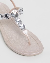 Holster - Mykonos Jewelled T-bar Sandal - Champagne - Women's