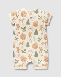 Wilson & Frenchy - Christmas Holly Jolly Magic Organic Boyleg Zipsuit - Babies