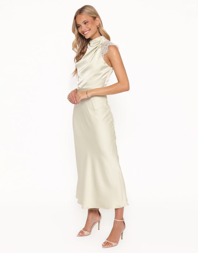 Petal & Pup - Anabelle Halter Neck Lace Maxi Dress - Sage Green