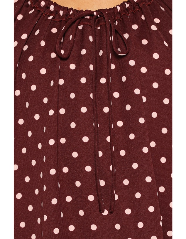 Petal & Pup - Wendy Mini Dress - Burgundy/Pink Polka Dot