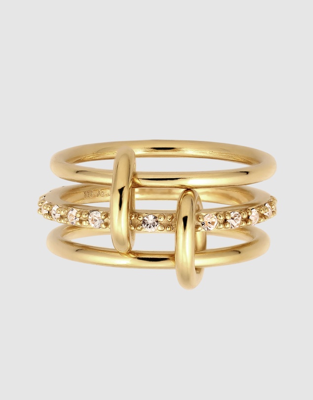 Elli Jewelry - Ring Women Elegant Crystals 925 Sterling Silver Gold Plated