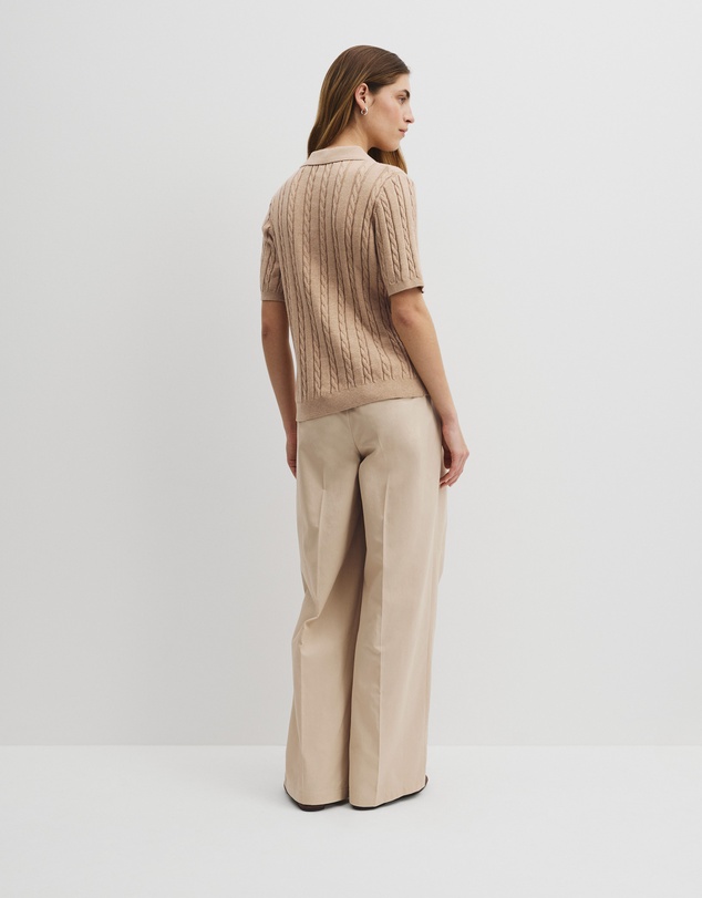 Country Road - Organically Grown Cotton Blend Cable Polo Knit