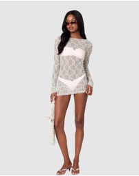 EDIKTED - Sheer Textured Backless Mini Dress