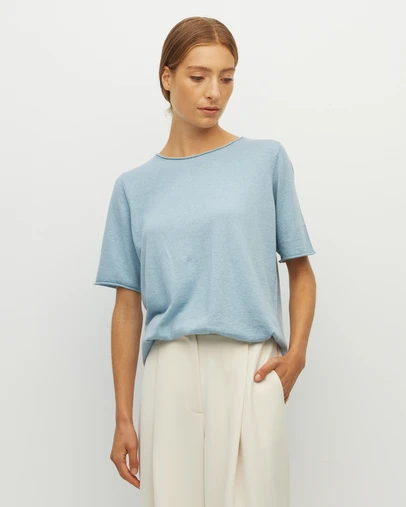 JH Lounge - JHL Crew T (Fine Cotton Cashmere) Mineral Marle