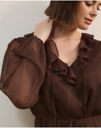 Atmos&Here Curvy - Stella Long Sleeve Mini Dress With Frill Detail