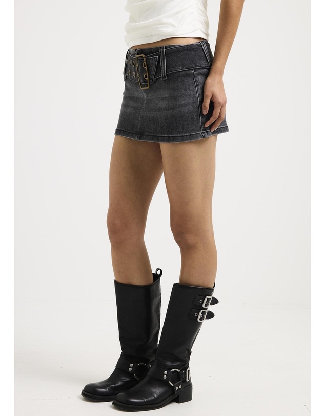 Neon Hart - Leia Belted Denim Mini Skirt