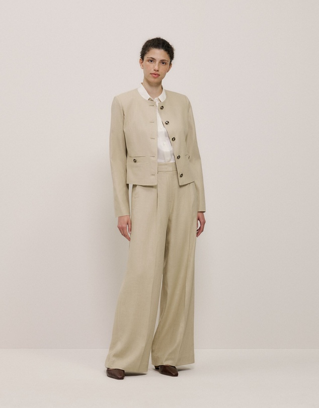 Trenery - Textured Collarless Jacket in Clay