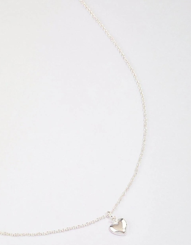Lovisa - Sterling Silver Puffy Heart Pendant Necklace