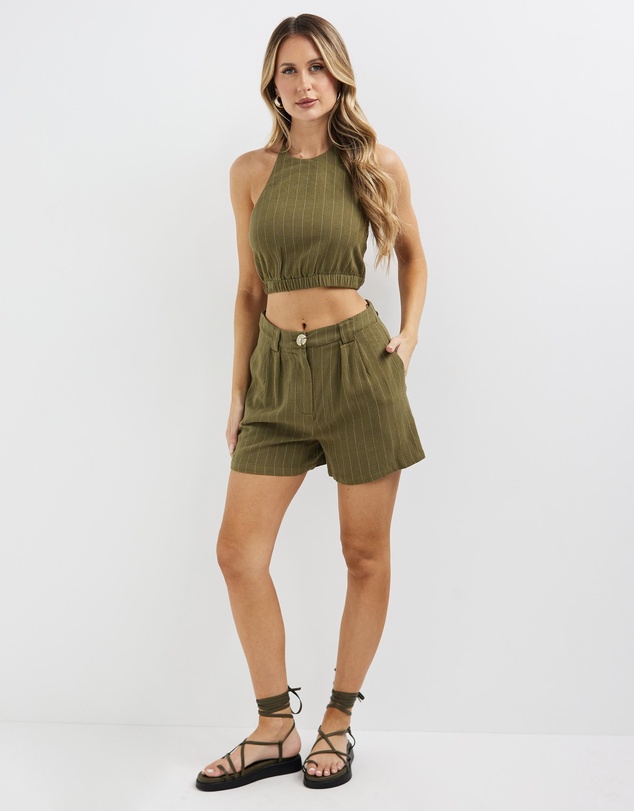 Dazie - Lovers Rock Linen Blend Halter Top
