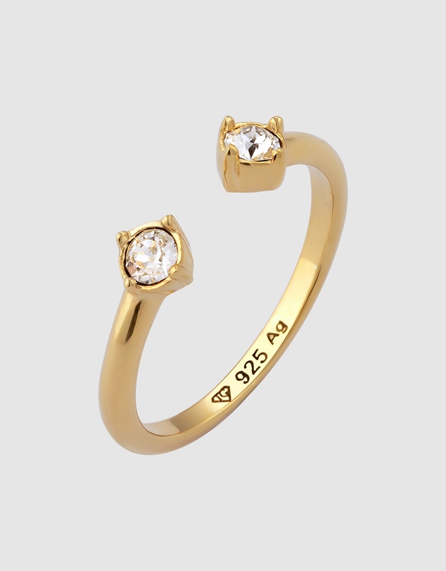 Elli Jewelry - Open Crystal Band Ring in Gold-Plated 925 Silver