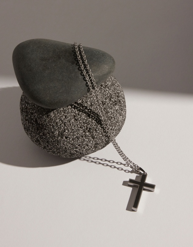Najo - Paladin Men's Carbon Fibre & Steel Chain Necklace