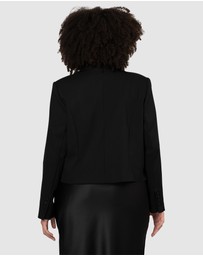 Pink Dusk by Curve Project - Her Satin Trim Crop Blazer
