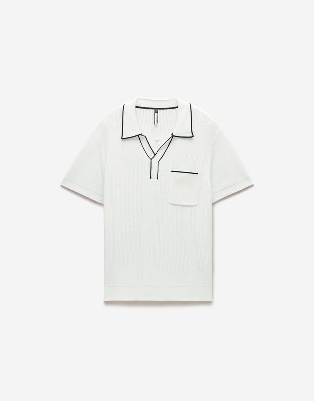 Calibre - Tipped Edge Open Neck Polo Ivory