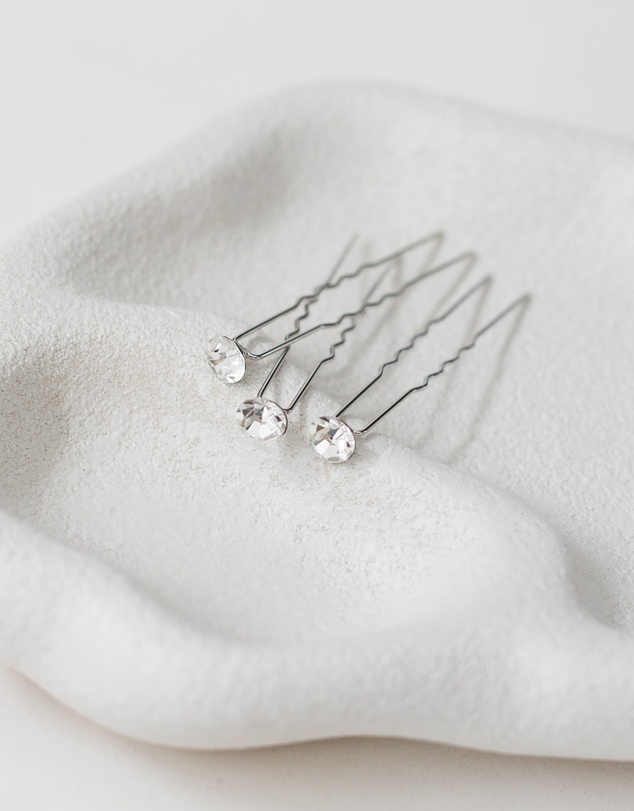 The White Collection - Aria - 8mm Crystal Bridal Hair Pin Trio