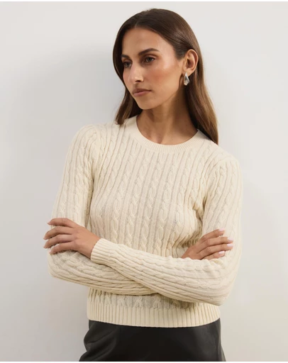 Atmos&Here - Tessa Crewneck Cable Knit Sweater