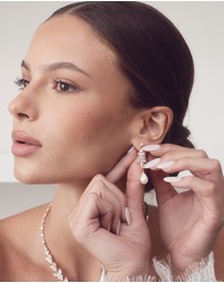 The White Collection - Holly - Art Deco Gold Pearl Bridal Earrings