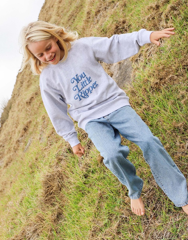 Skwosh - You Little Ripper Kids Crew Neck Sweat in Grey Marle