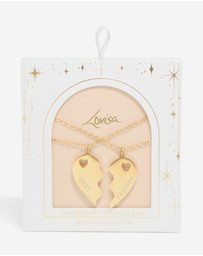 Lovisa - Waterproof Gold Plated Stainless Steel BFF Heart Necklaces 2-Pack