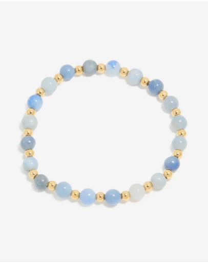 Lovisa - Waterproof Gold Plated Stainless Steel Blue Beaded Stretch Bracelet