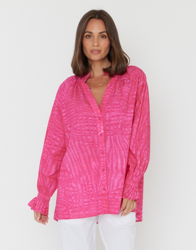 ALEXANDRA - Meeka Blouse Hot Pink Brush Stoke