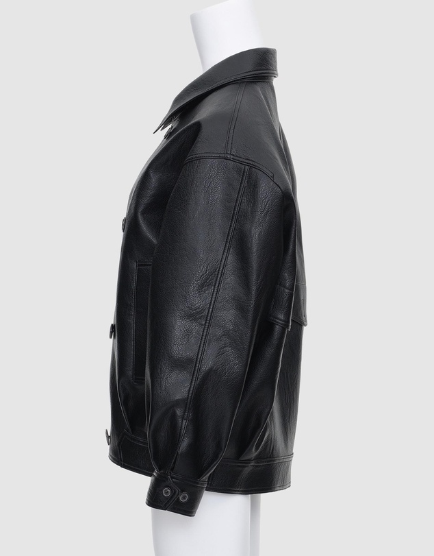 Source Unknown - Vitellino Double Breasted Faux Leather Jacket