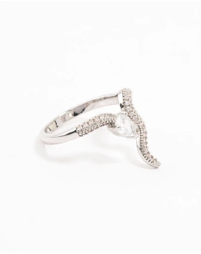 Lovisa - Silver Pave Cubic Zirconia Snake Ring
