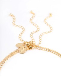 Lovisa - Gold Plated Cup Chain Diamante & Freshwater Pearl Layered Necklace
