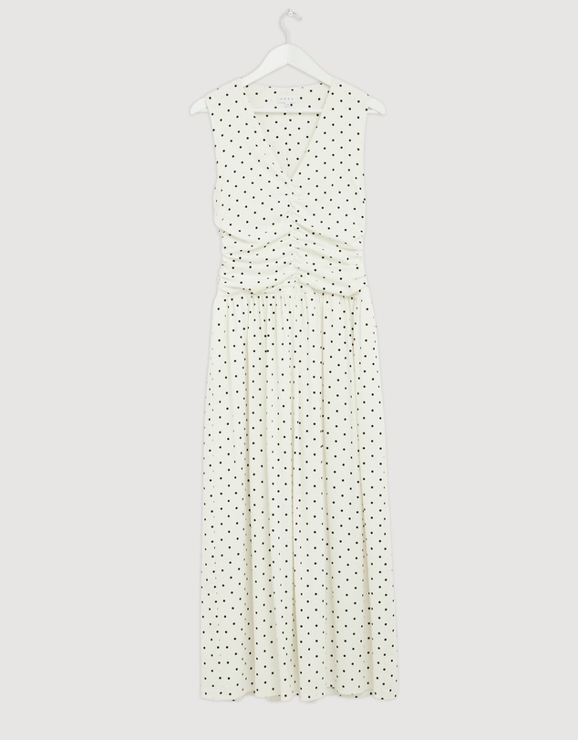 Revibe - Repaired AERE Lottie Spot Ruched Midi Dress - AU 12