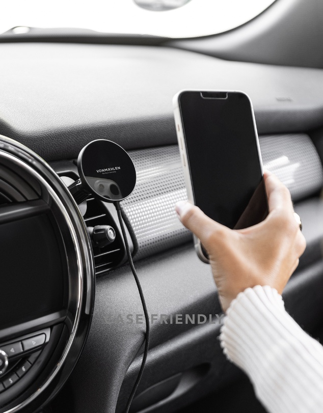 Vonmahlen - AURA Car - Universal Wireless Magnetic Charging Pad & Car Mount with Magnetic Ring Adapter