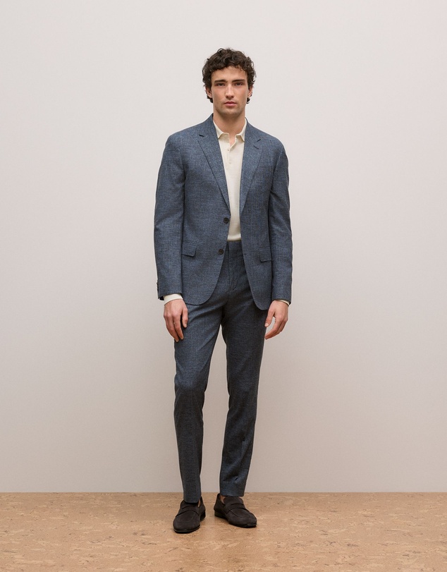 Trenery - Cotton Wool Blend Blazer in Navy