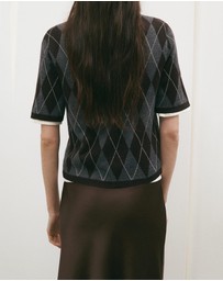 M.N.G - Short-Sleeved Argyle Sweater