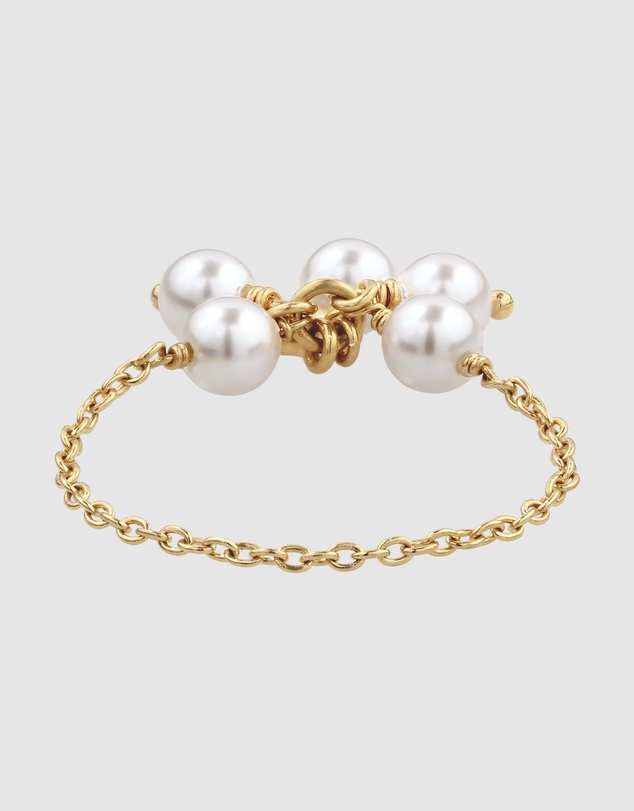 Elli Jewelry - Ring Pearl Flower Everyday 925 Sterling Silver Gold-Plated