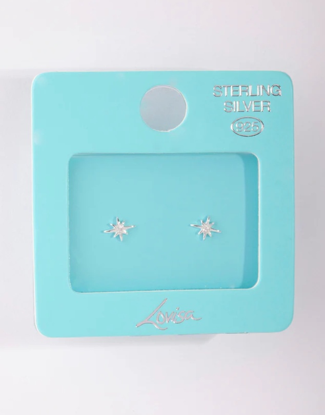 Lovisa - Sterling Silver Diamante Starburst Stud Earrings