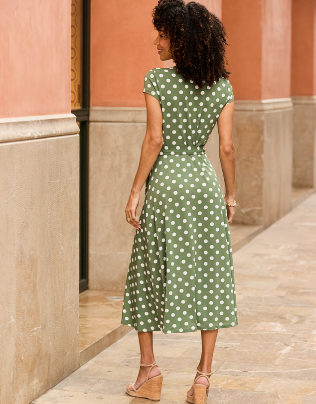 Sosandar - Spot Print Faux Wrap Dress