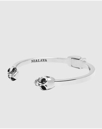 Nialaya Jewellery - Men's Silver Skull Bangle