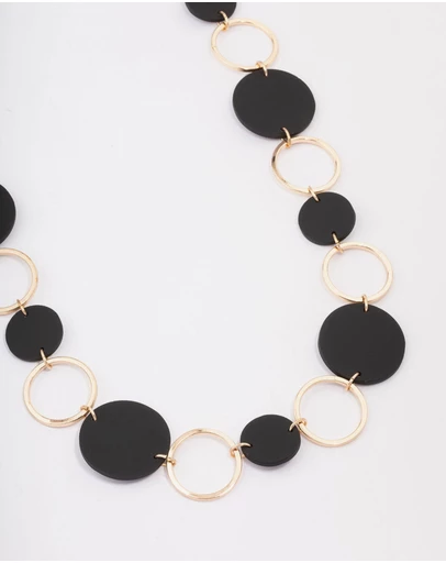 Lovisa - Black Matte Station Disc Necklace
