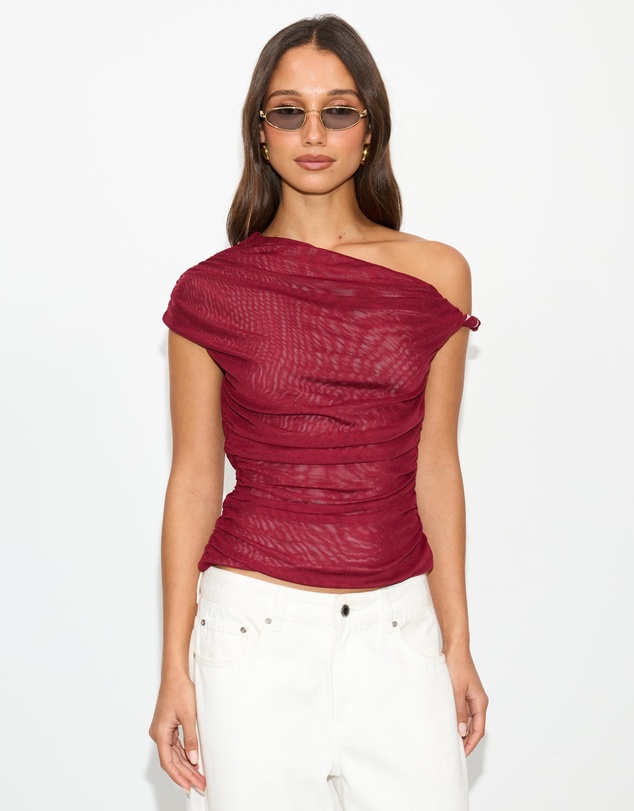 Dazie - Santino Contrast Mesh One Shoulder Top