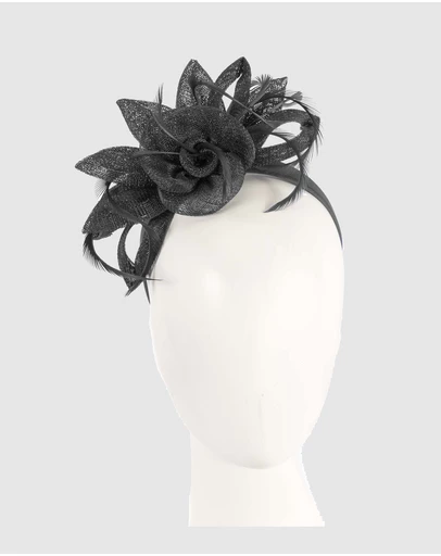 Max Alexander - Sinamay Black Flower Racing Fascinator
