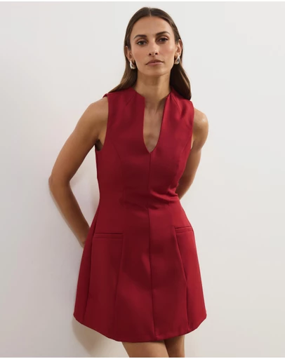 Atmos&Here - Shay Suiting V-Neck Mini Dress