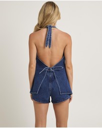 Subtitled - Destro Denim Halter Playsuit
