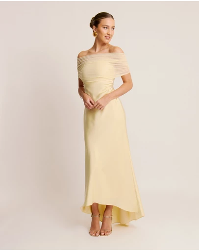Six Stories - Bardot Satin Maxi Dress