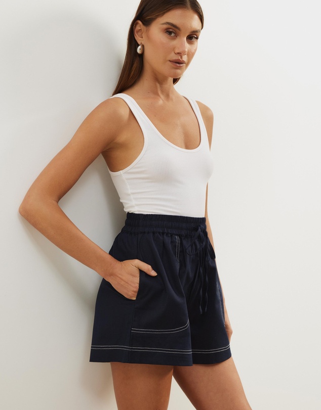 Atmos&Here - Polly Linen Blend Stitch Shorts