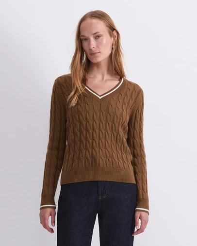 Sportscraft - Merino Cable V Neck Sweater