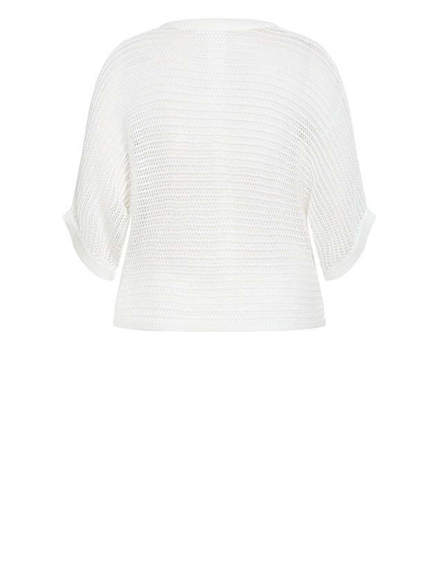 City Chic - Plus size Crochet Knit Resort Top - creme