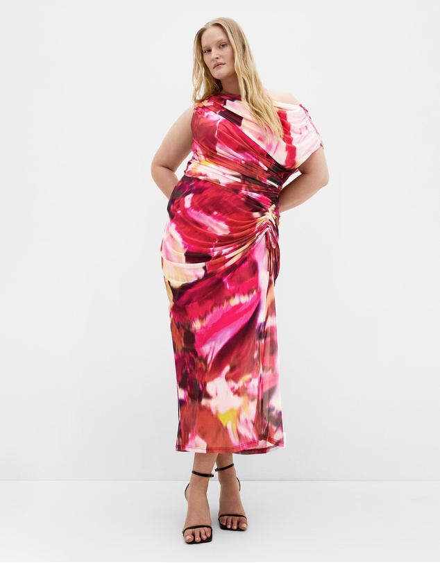 City Chic - Vivid Mesh Print Maxi Dress