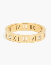 Lovisa - Waterproof Gold Plated Stainless Steel Cubic Zirconia Roman Numeral Band Ring