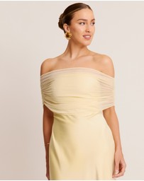 Six Stories - Bardot Satin Maxi Dress
